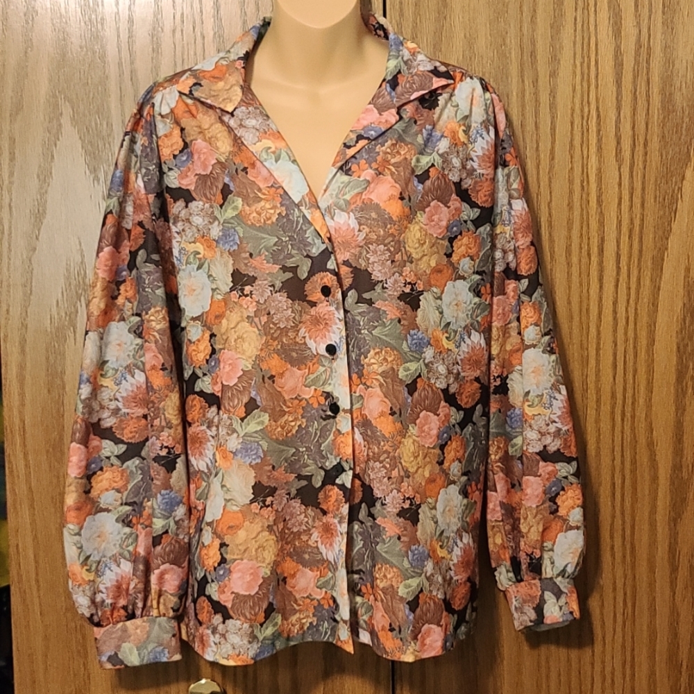 Button Down Long Sleeve Floral Top